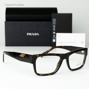 Prada Women Eyeglasses Havana Demo Rectangle Unisex PR15YV 2AU1O1 BRAND NEW
